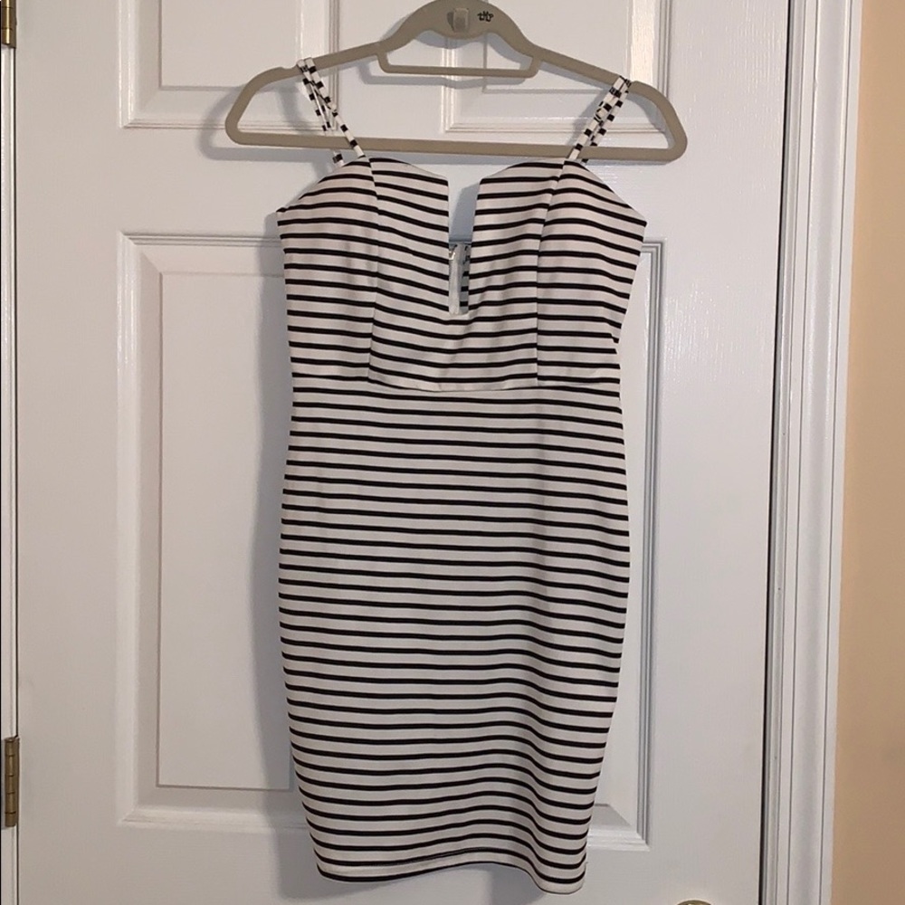 LF B&W Stripe Bodycon Dress
